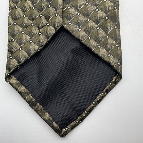 Croft & Barrow Men's Geometric Pattern 100% Imported Silk Neck Tie Brown Multi - Picture 4 of 6